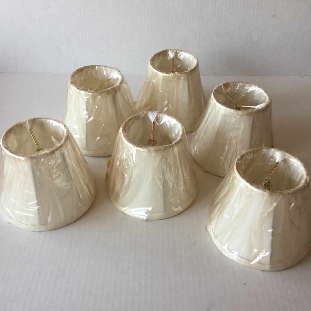 New Chandelier Lamp Mini Shades Set of 6 Cream - Picture 2 of 5